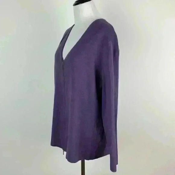 Lands end sweater size 1X 16-18 purple zip V-neck - Picture 6 of 8